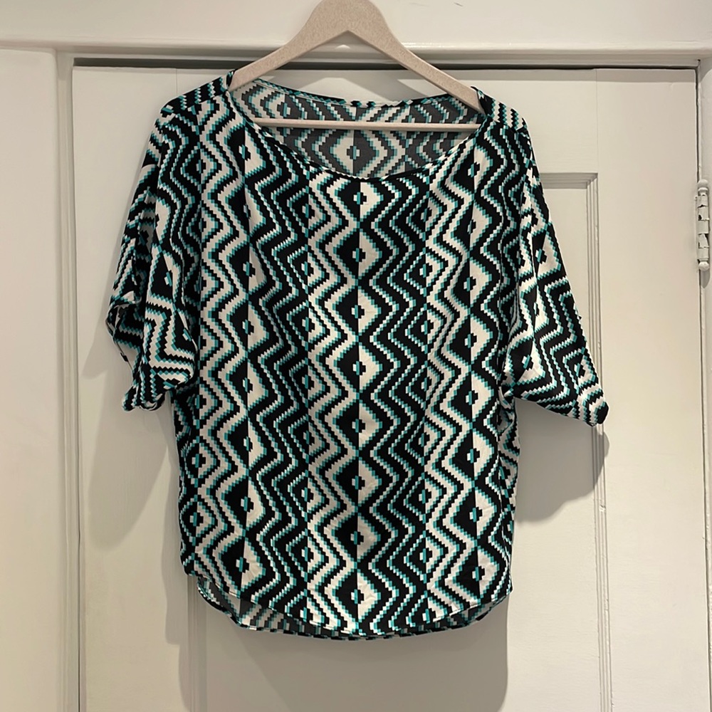 Milly Geometric Print Dolman Sleeve Top